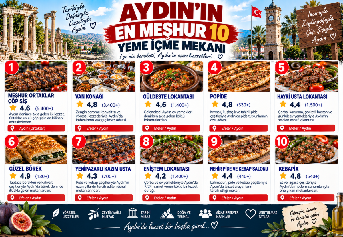 Aydın'da Ne Yenir? Aydın'ın En Meşhur 10 Yeme İçme Mekanı