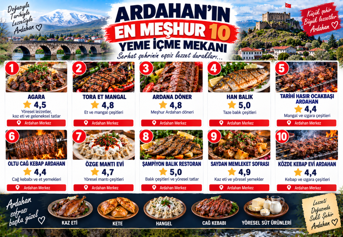 Ardahan'da Ne Yenir? Ardahan'ın En Meşhur 10 Yeme İçme Mekanı