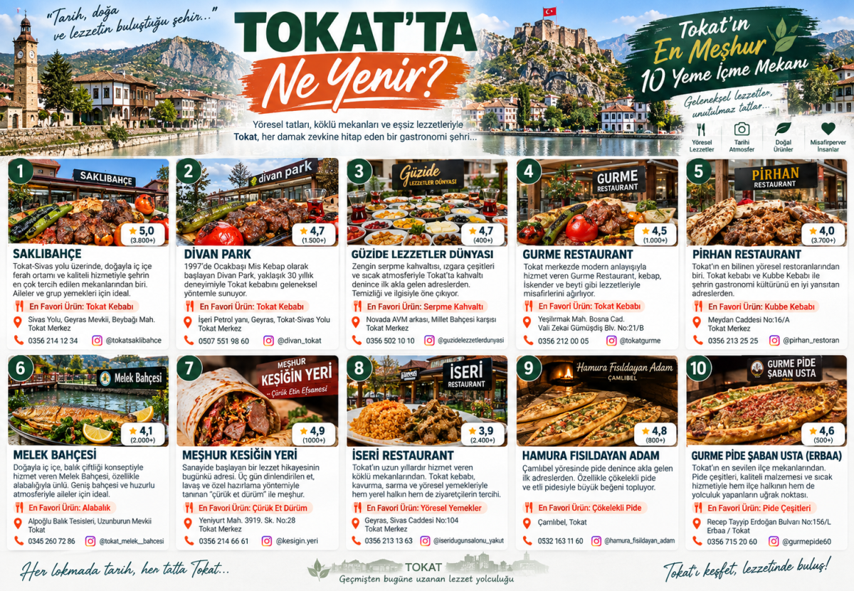 Tokat'ta nerede ne yenir? Tokat'ın en meşhur 10 mekanı