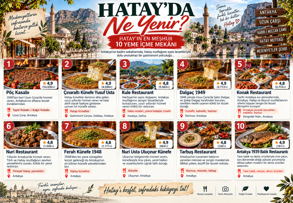 Hatay (Antakya) en meşhur 10 yeme içme mekanı