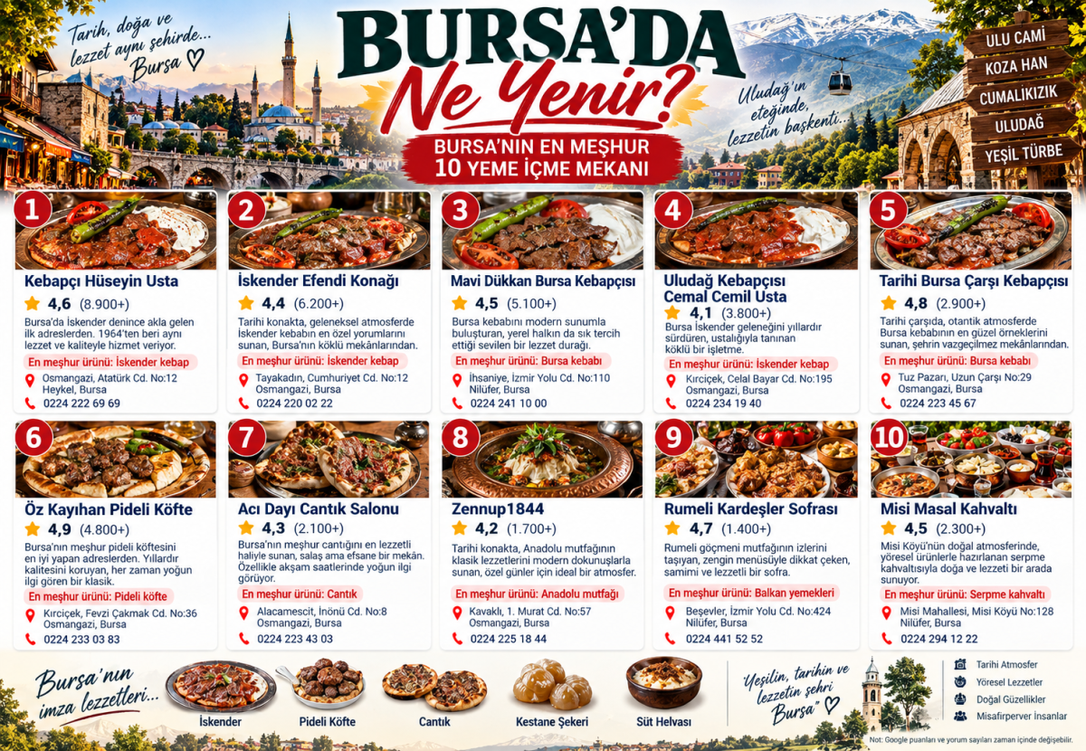 Bursa'da ne yenir? Bursa'nın en meşhur 10 yeme içme mekanı!