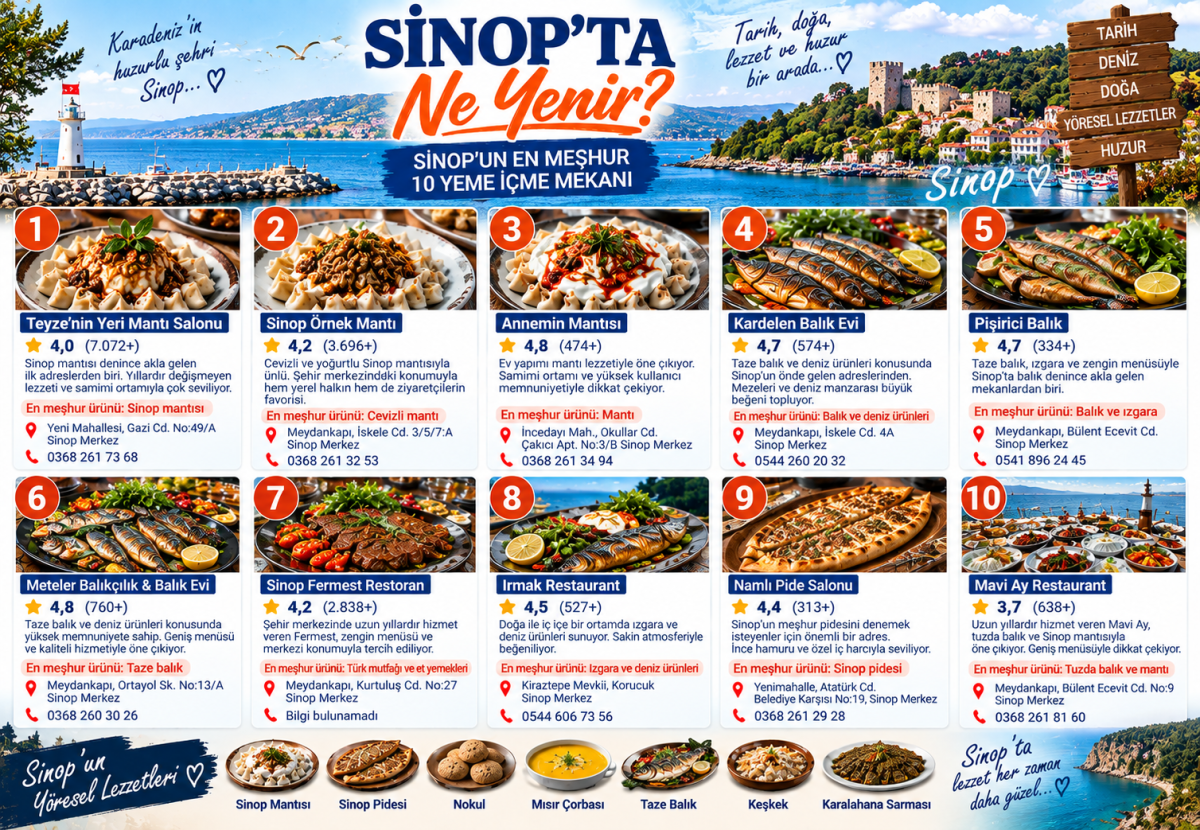 Sinop'ta Ne Yenir? Sinop'un En Meşhur 10 Yeme İçme Mekanı