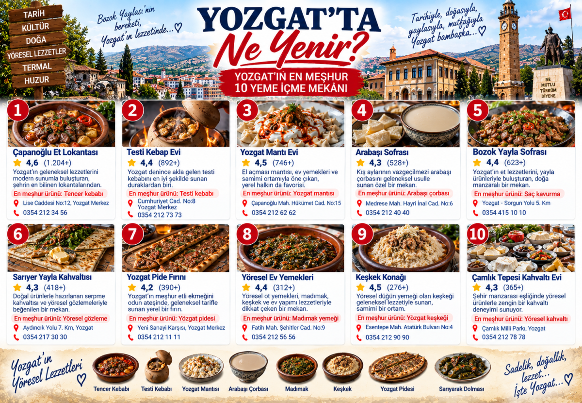 Yozgat'ta Ne Yenir? Yozgat'ın En Meşhur 10 Yeme İçme Mekanı