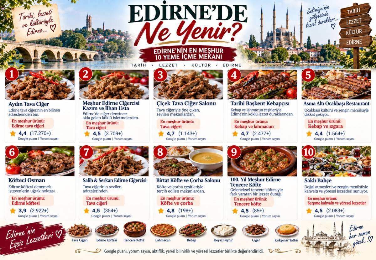 Edirne'de Ne Yenir? Edirne'nin En Meşhur 10 Yeme İçme Mekanı