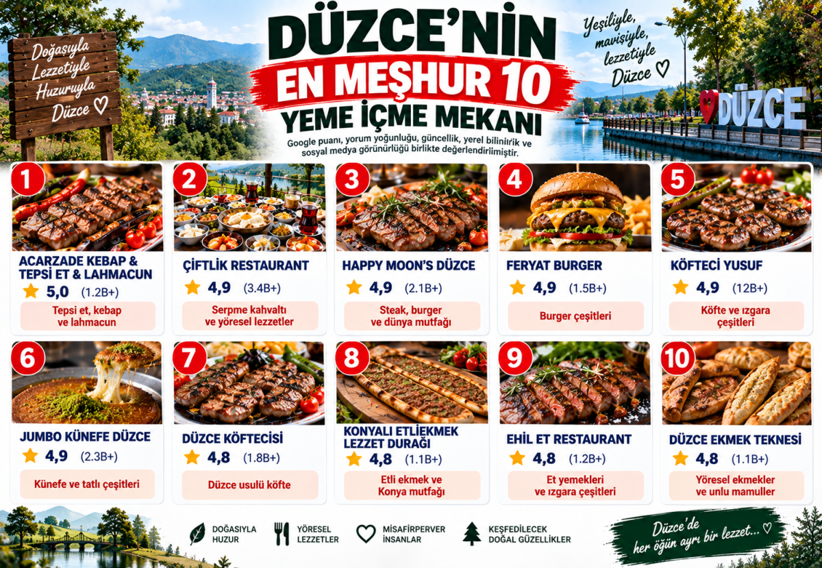 Düzce'de Ne Yenir? Düzce'nin En Meşhur 10 Yeme İçme Mekanı