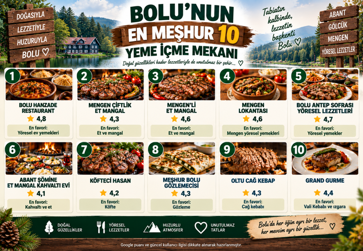 Bolu'da Ne Yenir? Bolu'nun En Meşhur 10 Yeme İçme Mekanı