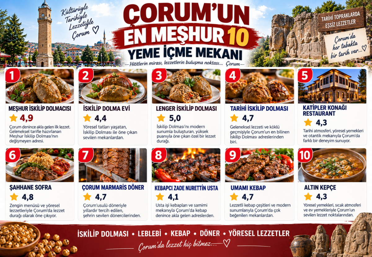 Çorum'da Ne Yenir? Çorum'un En Meşhur 10 Yeme İçme Mekanı